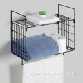 2 Tier Metal Bathroom Shelf with Towel Bar